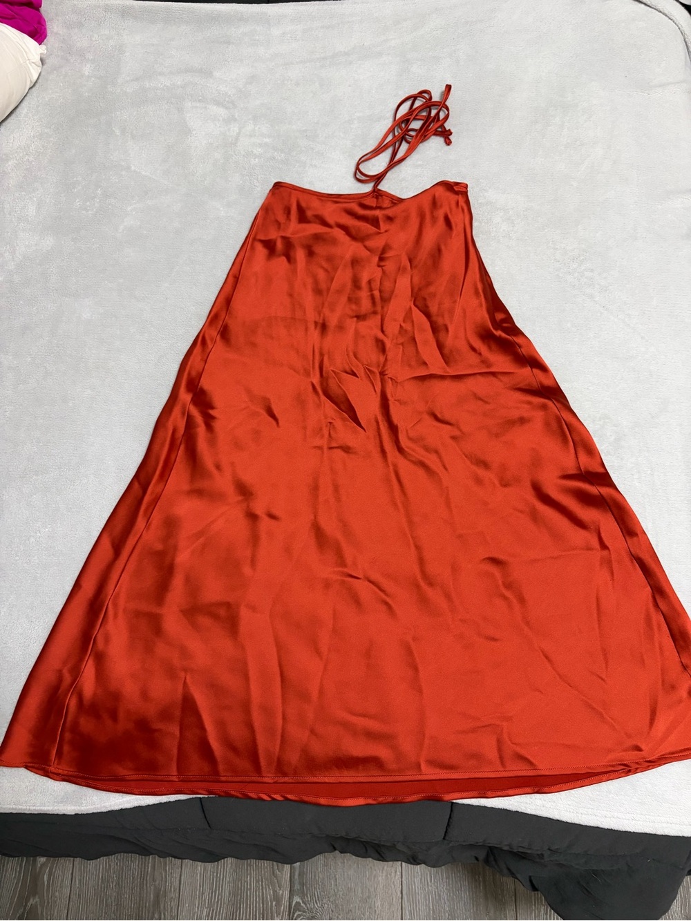 Dynamite Rust Satin A-Line Dress